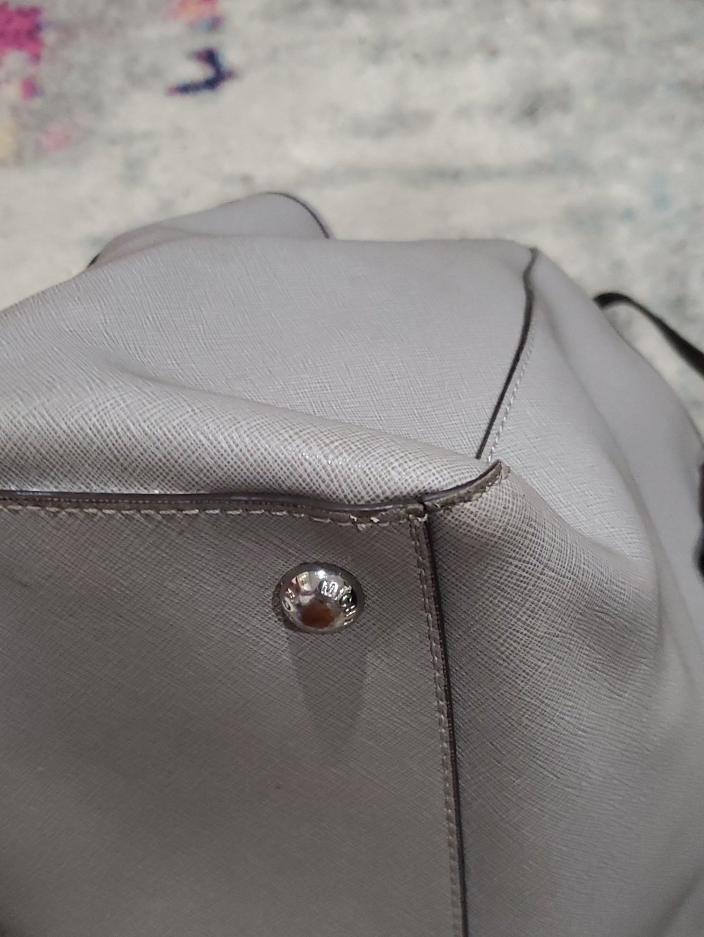 Michael Kors Jet Set Travel Medium Carryall Tote In Grey/Silver Saffiano Leather - Picture 13 of 16